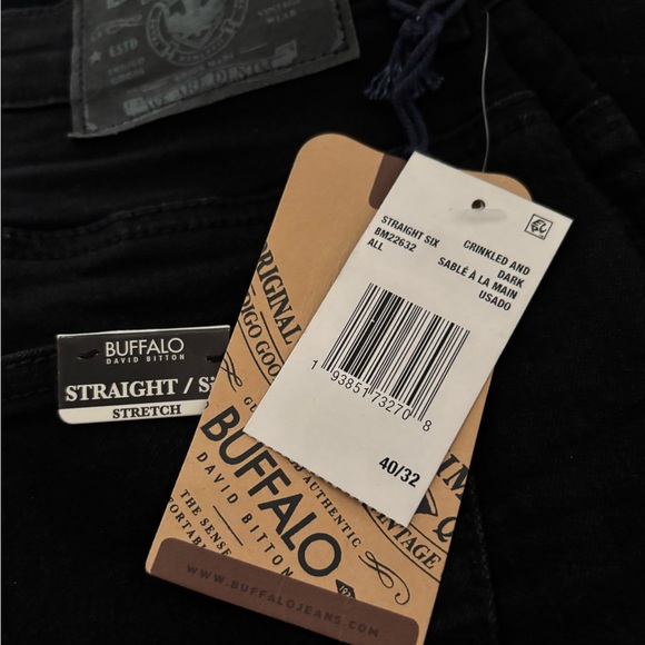 NWT Buffalo David Bitton Black Straight Six Stretch Jeans - Picture 4 of 4